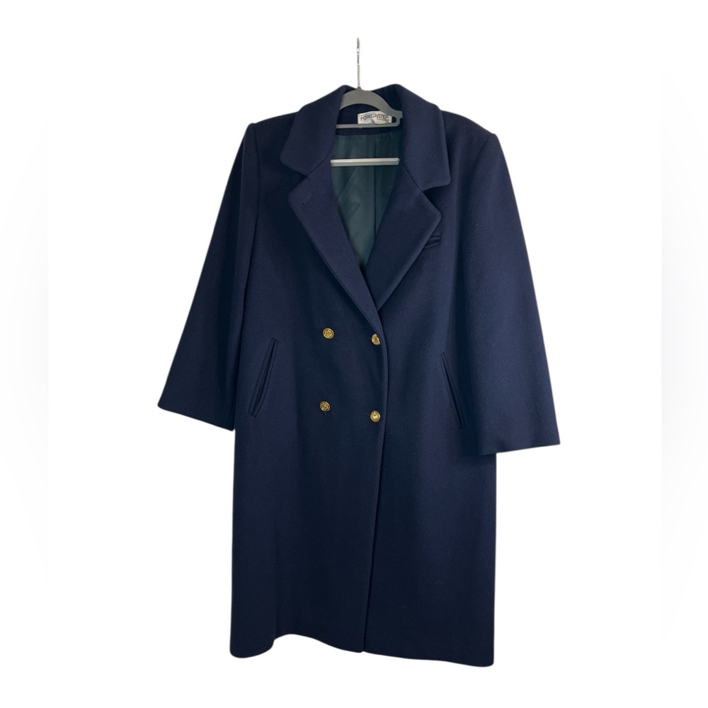 Vintage Forecaster of Boston Navy Blue Wool Coat Women’s Size 12 USA Made
